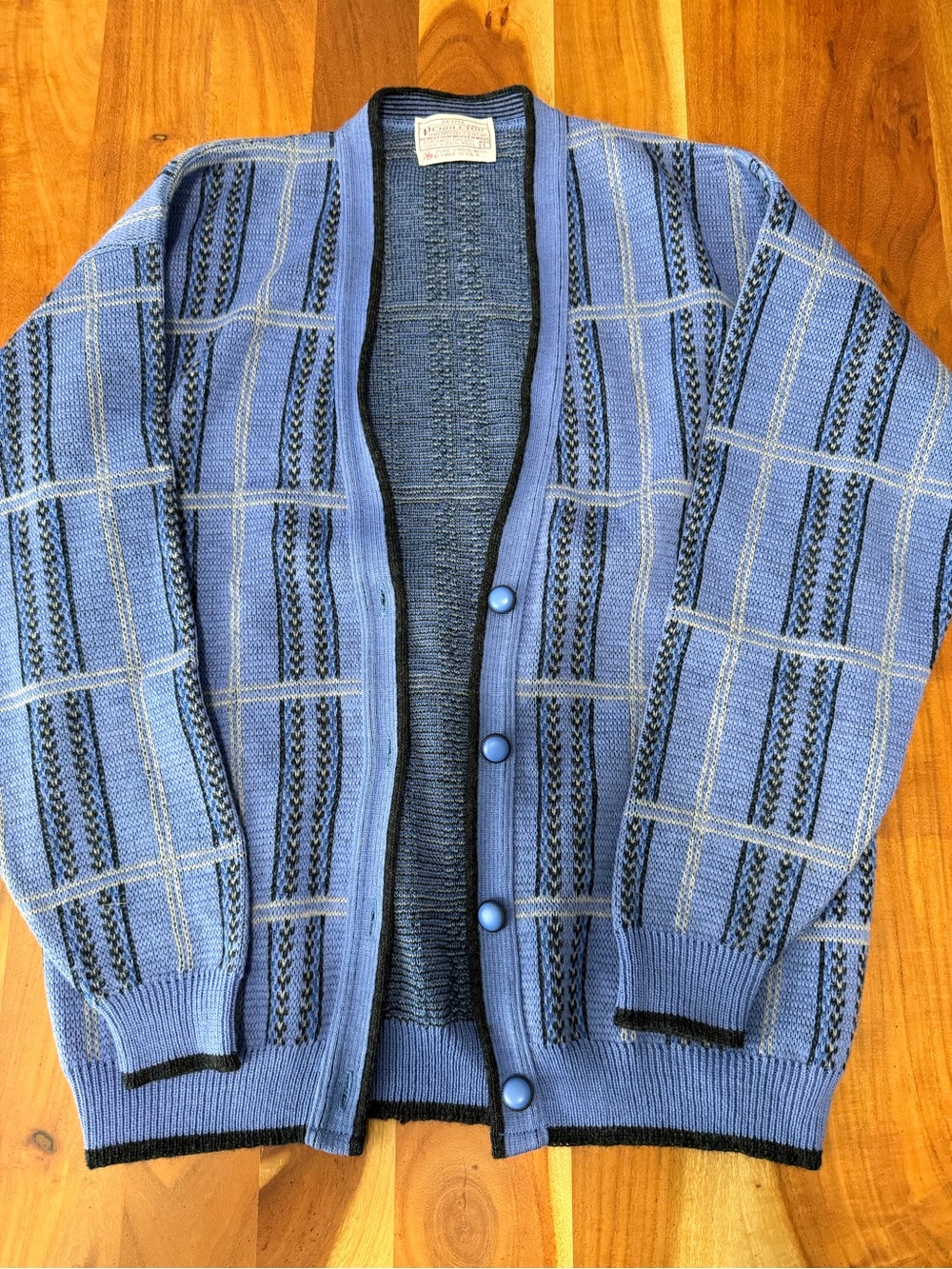 Vintage Pendleton Periwinkle Patterned Button-Front Cardigan